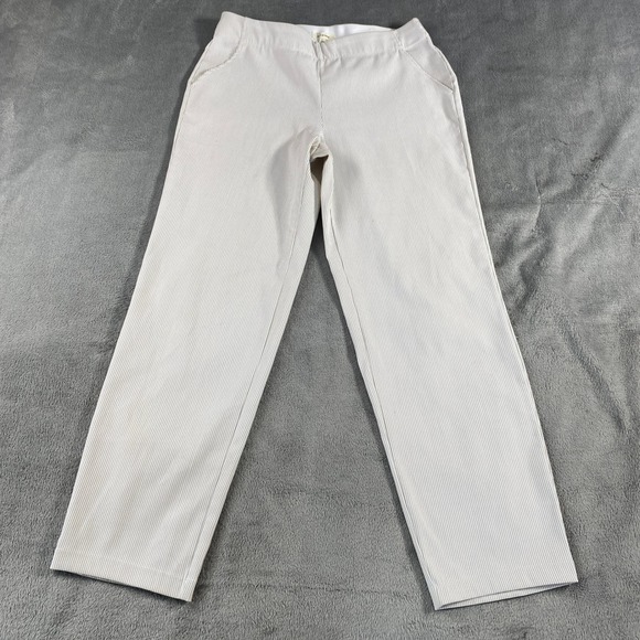 Max Studio Pants - Max Studio Pants Womens L Beige Pinstripe‎ Straight Leg Pull On 9711R06 Stretch